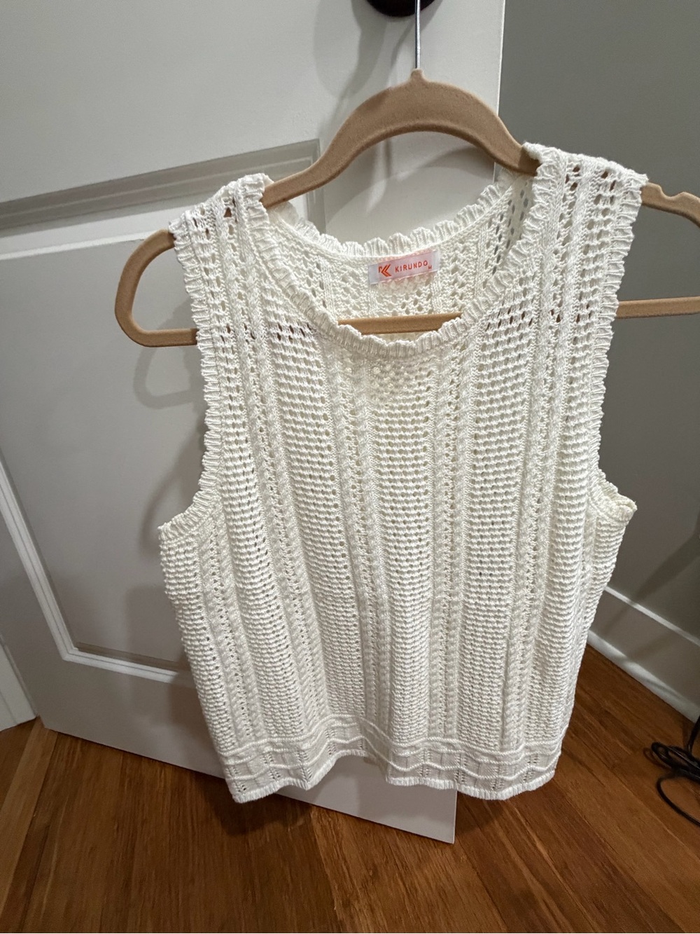 White Crochet Knit Sleeveless Top